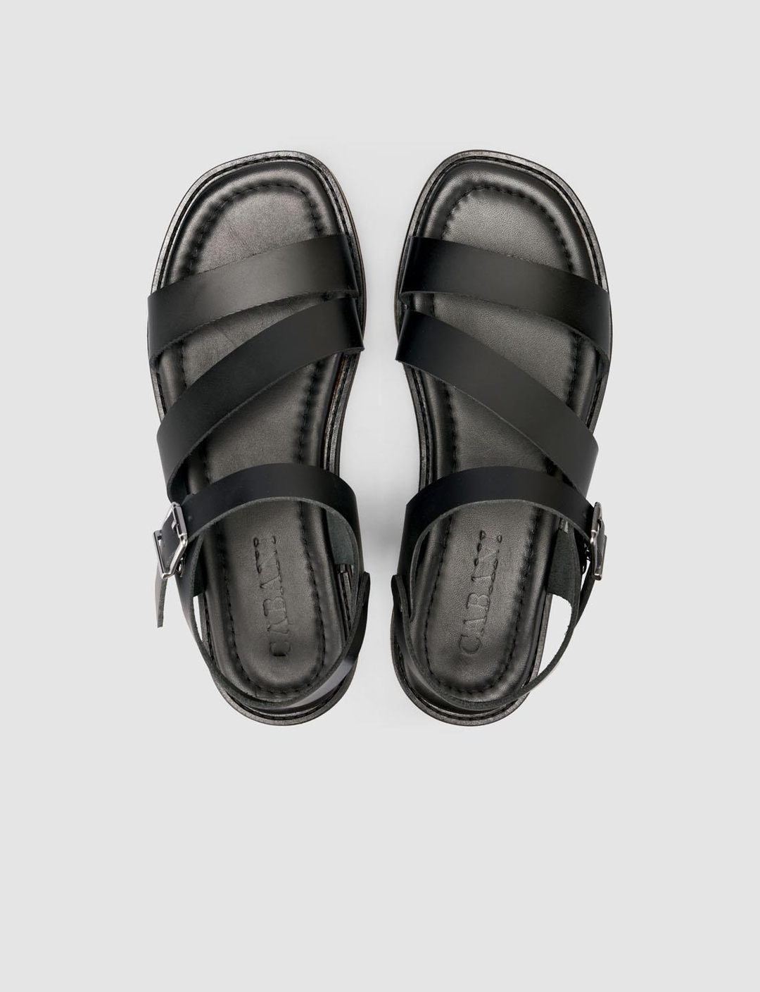 %100 Hakiki Deri Siyah Kadın Sandalet