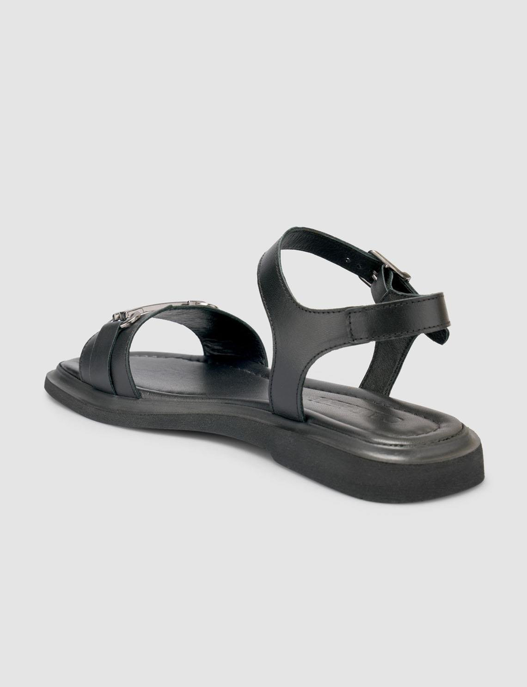 %100 Hakiki Deri Siyah Kadın Sandalet