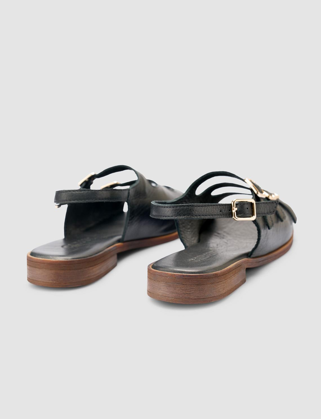 %100 Hakiki Deri Siyah Kadın Sandalet