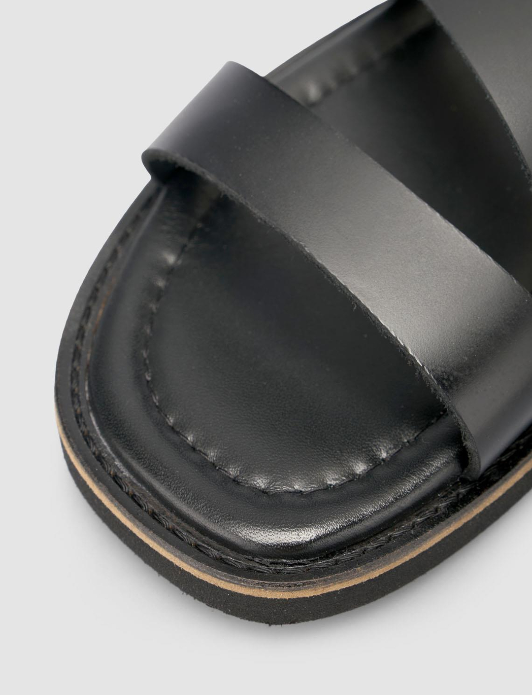 %100 Hakiki Deri Siyah Kadın Sandalet