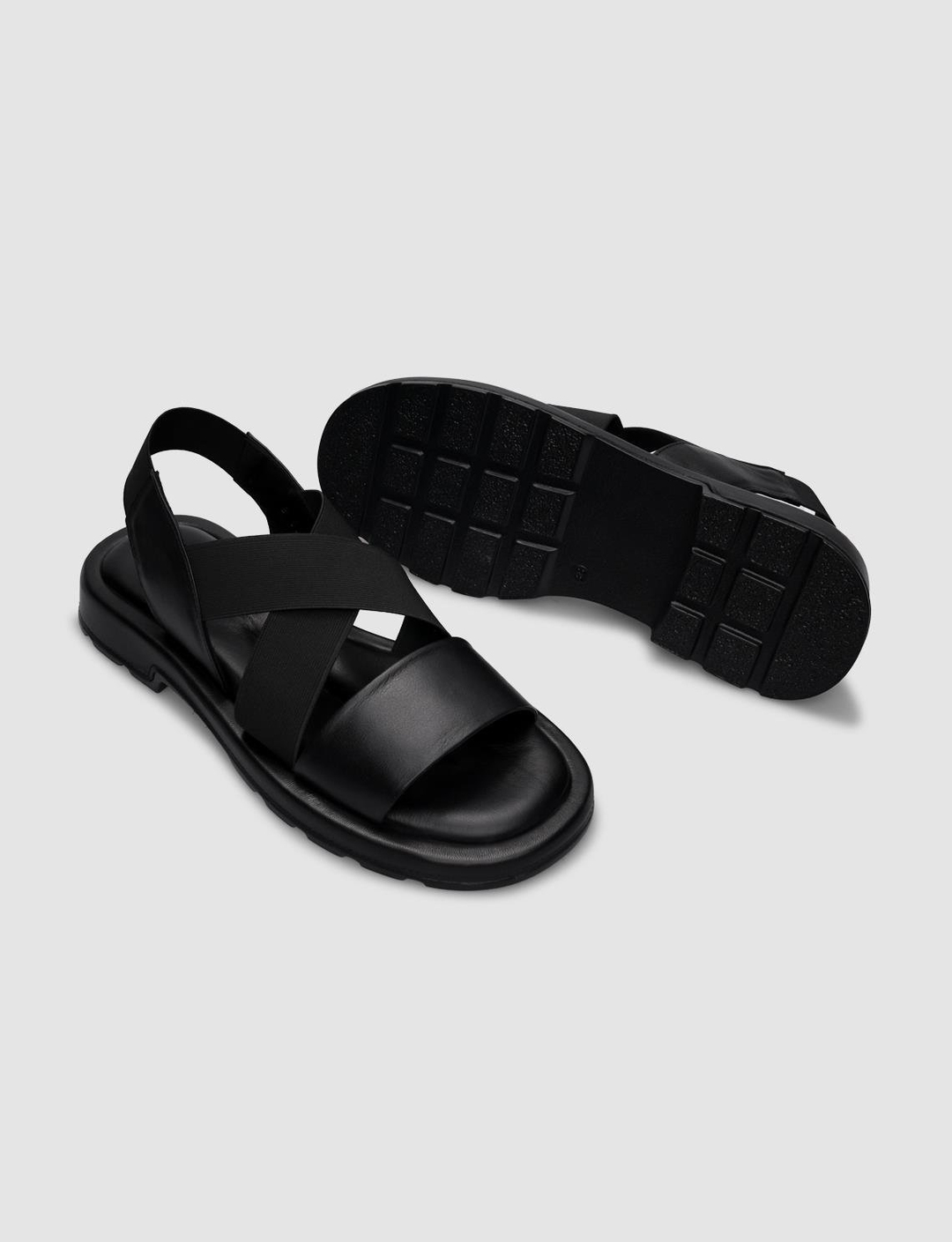 %100 Hakiki Deri Siyah Kadın Sandalet