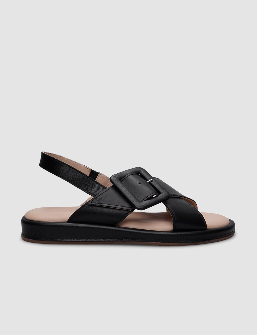 %100 Hakiki Deri Siyah Kadın Sandalet