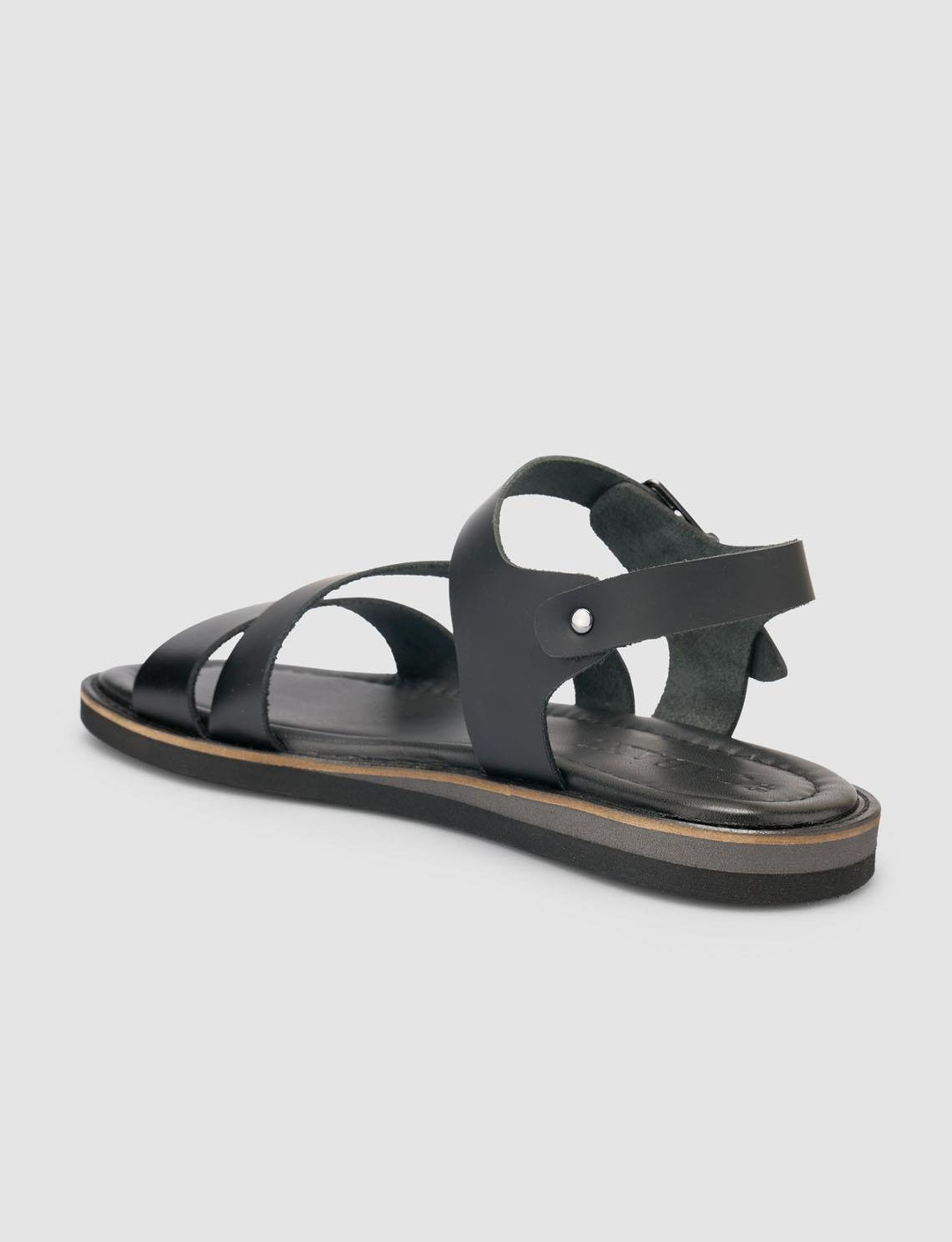 %100 Hakiki Deri Siyah Kadın Sandalet