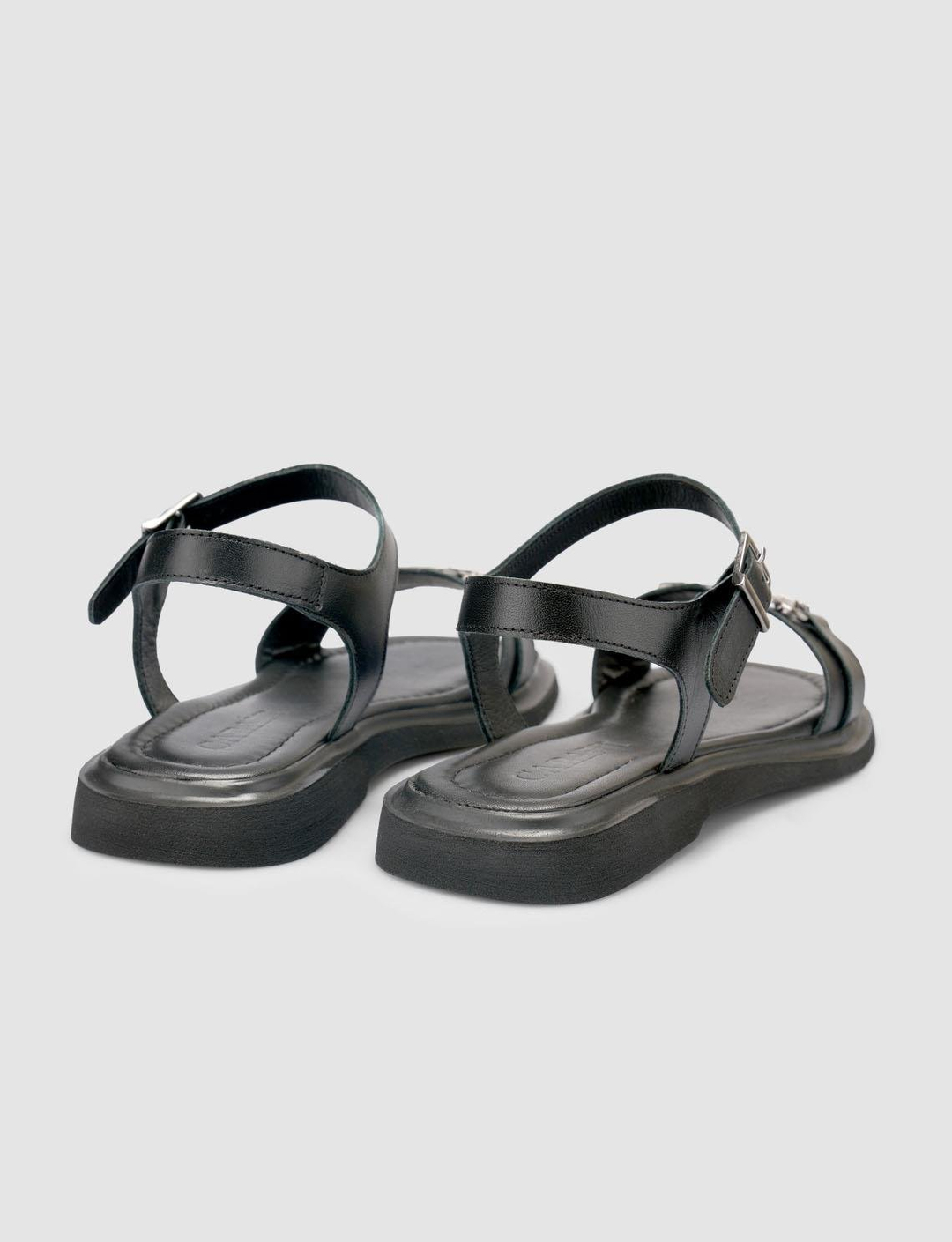 %100 Hakiki Deri Siyah Kadın Sandalet