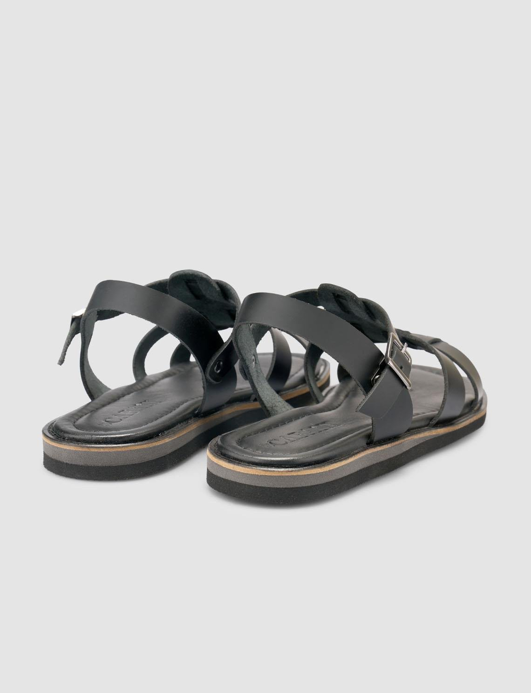 %100 Hakiki Deri Siyah Kadın Sandalet