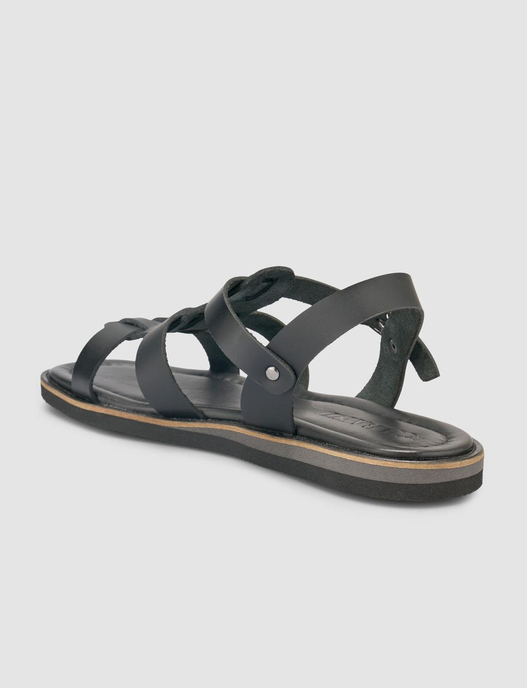 %100 Hakiki Deri Siyah Kadın Sandalet