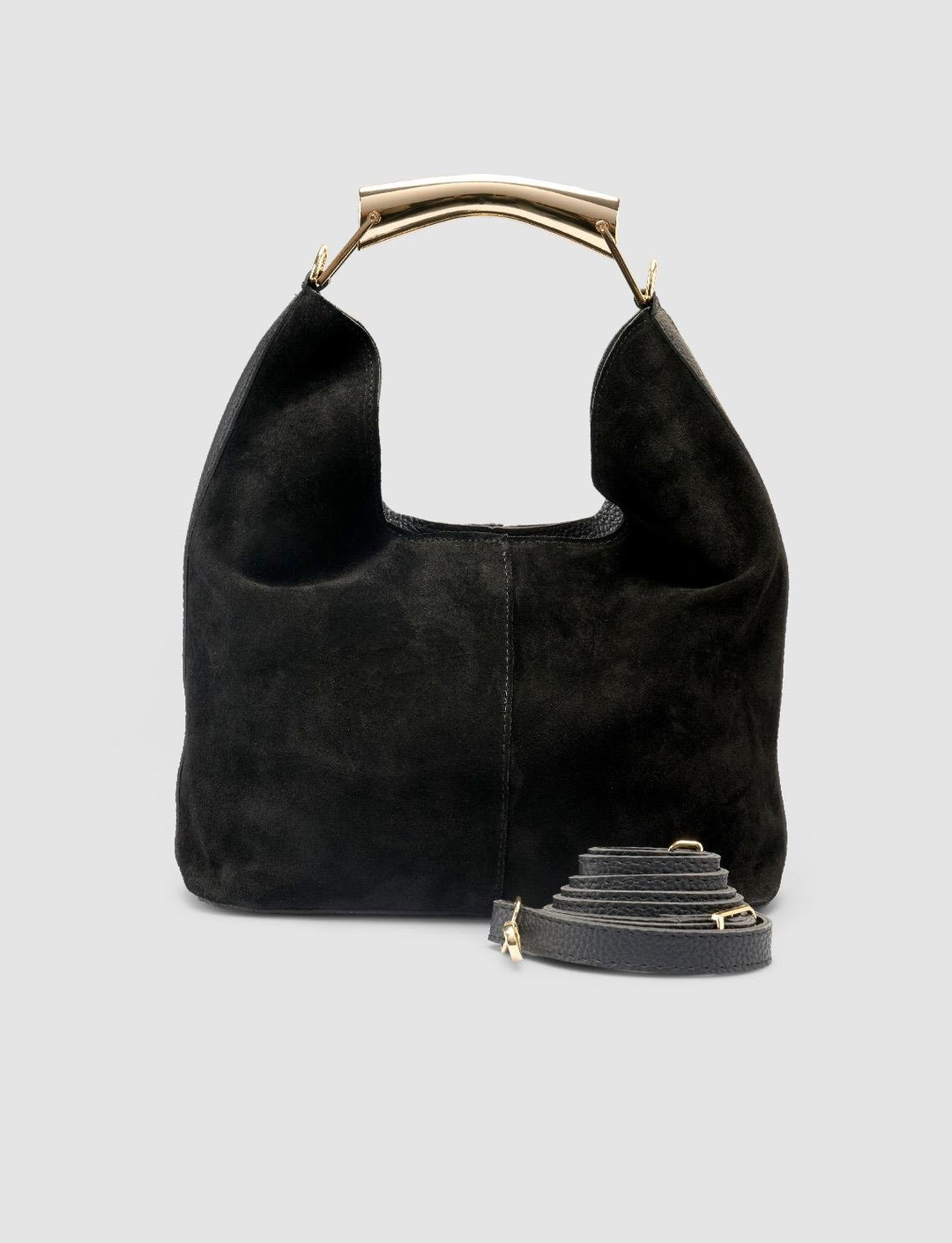 Süet Hakiki Deri Siyah Kadın Çanta