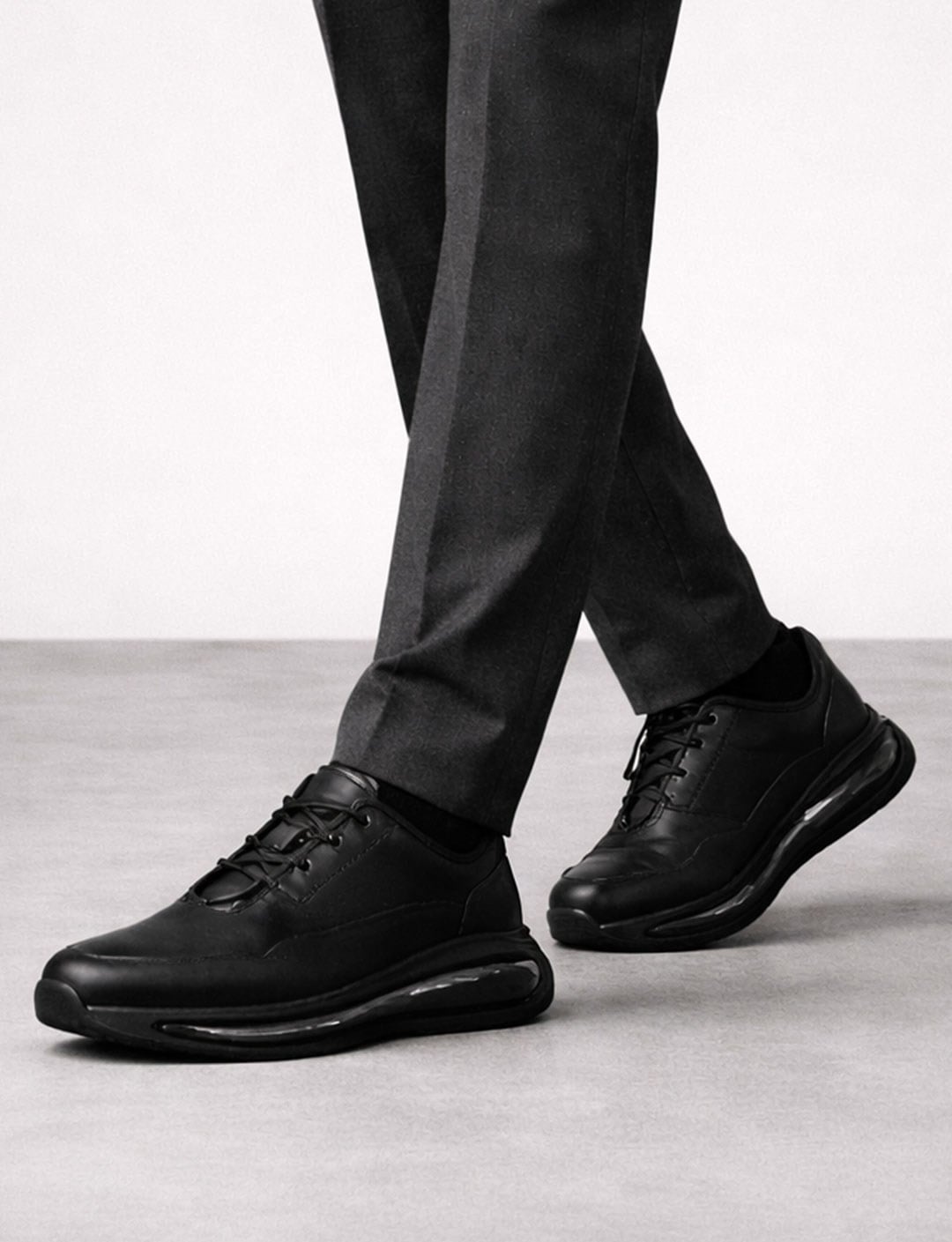 %100 Hakiki Deri Siyah Lasitk Bağıcıklı Erkek Spor Ayakkabı