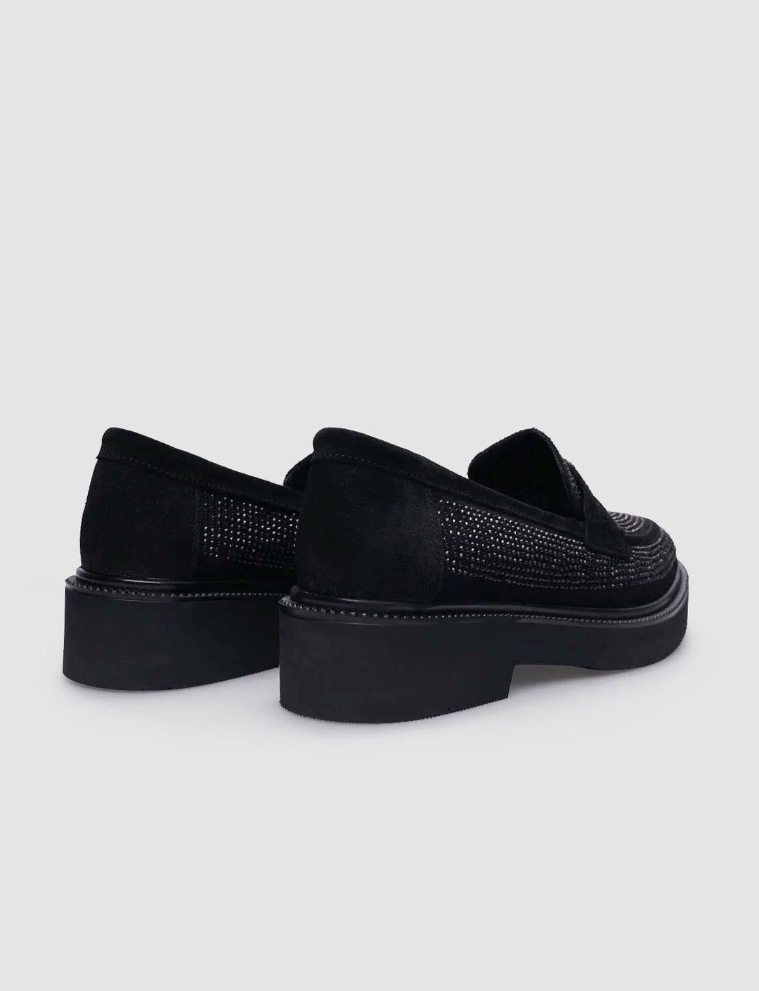 Women Suede Genuine Leather Black Shoes