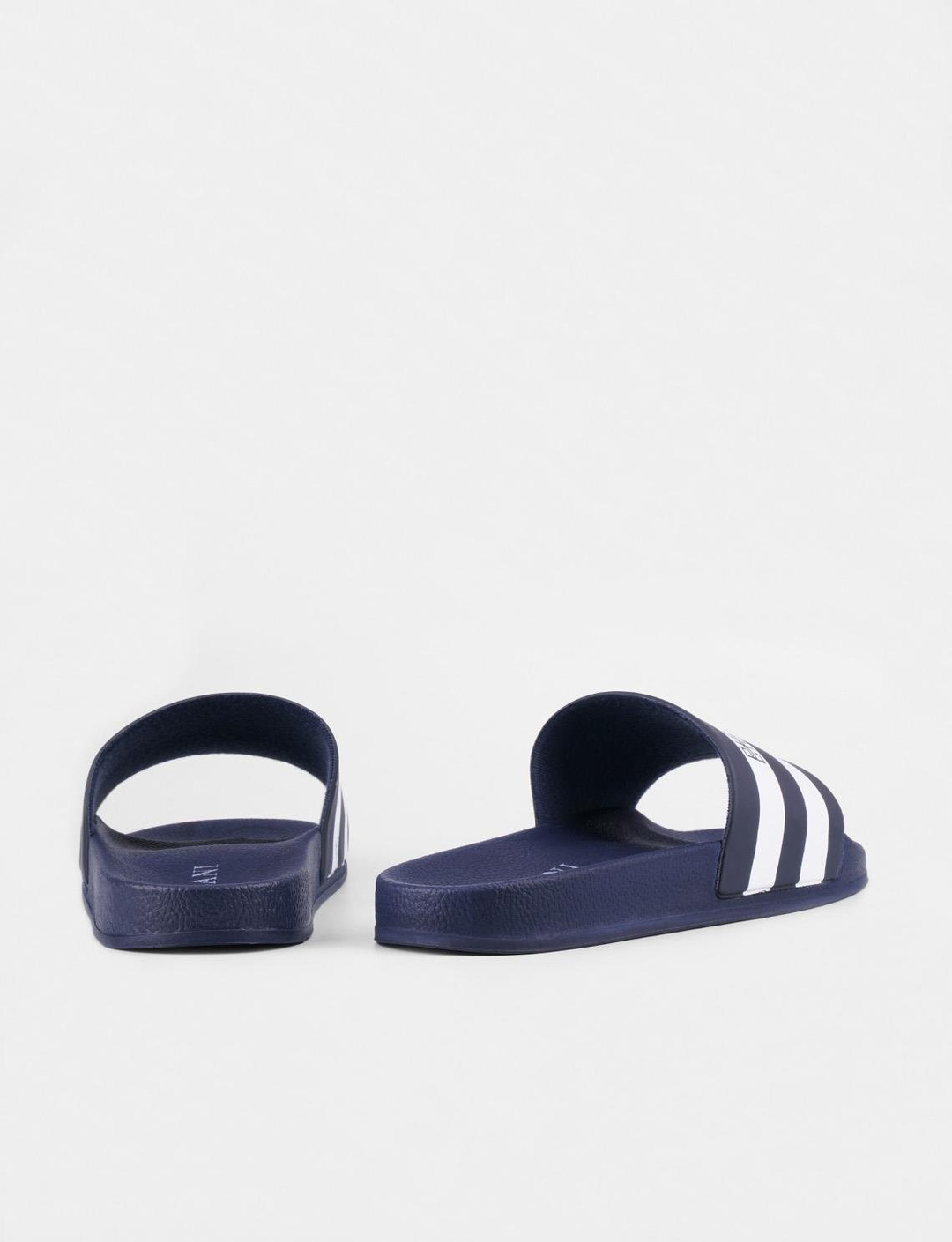 Beyaz Şerit Çizgili Lacivert Erkek Plaj Terlik