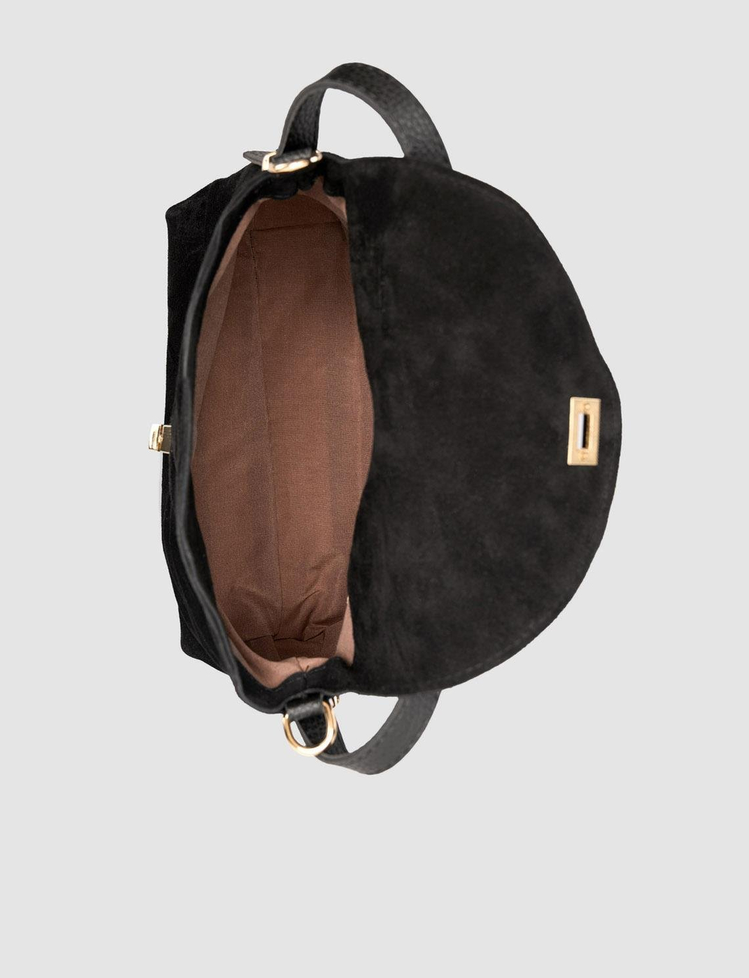 Cabani Kilit Açmalı Süet Siyah Kadın El Çantası