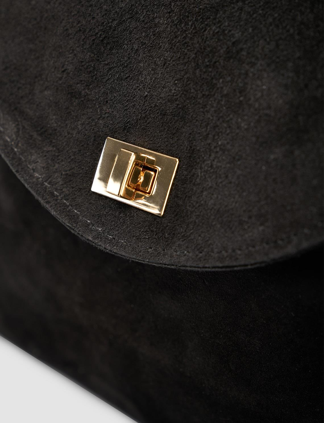 Cabani Kilit Açmalı Süet Siyah Kadın El Çantası