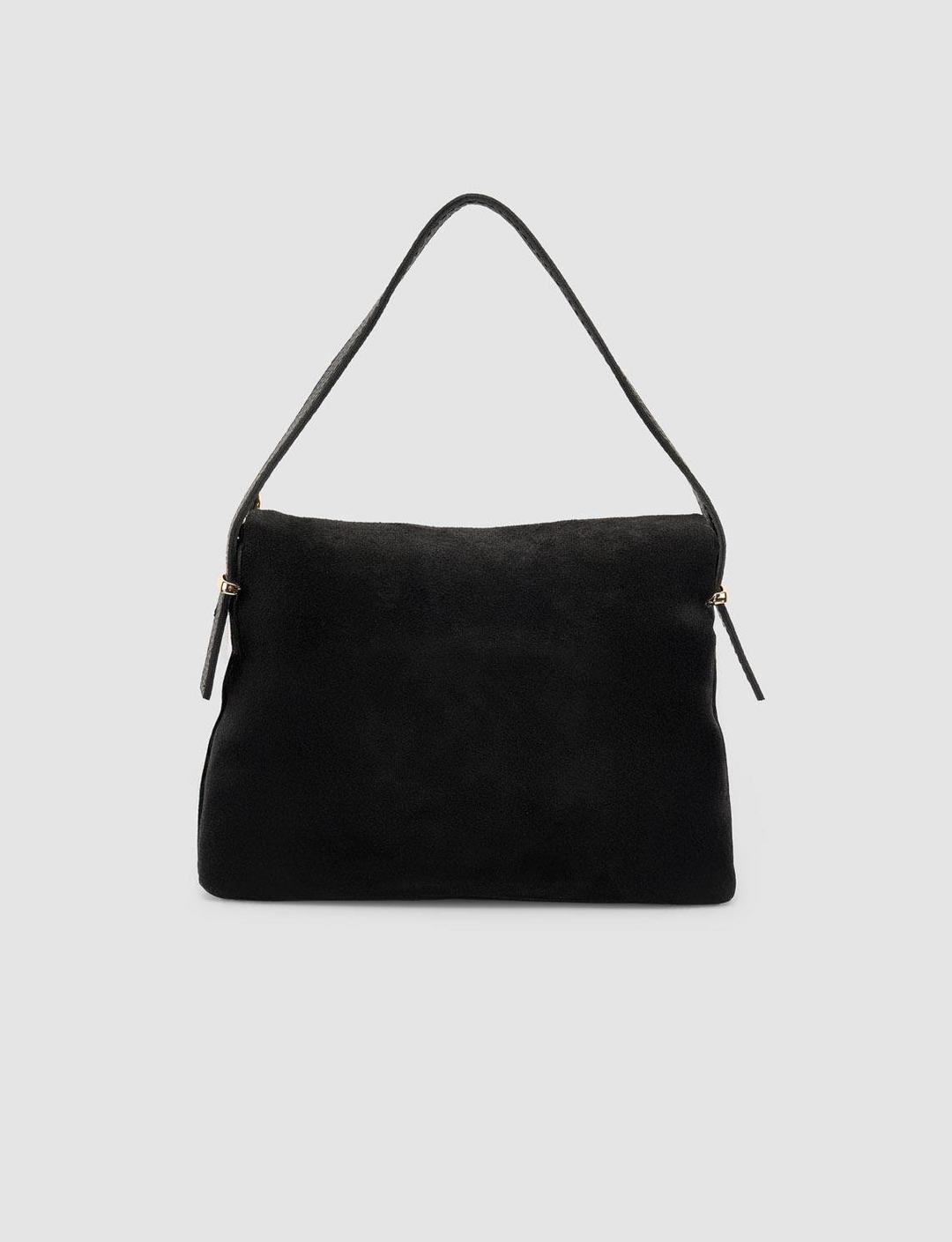 Cabani Kilit Açmalı Süet Siyah Kadın El Çantası