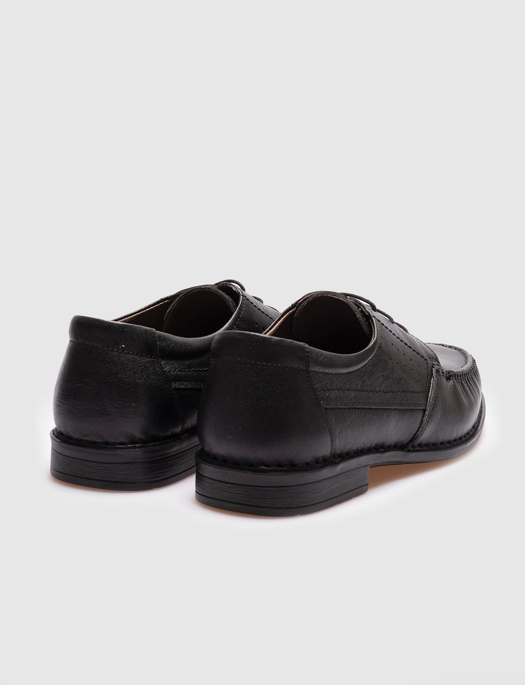 Comfort Tabanlı Hakiki Deri Siyah Bağcıklı Erkek Günlük Ayakkabı