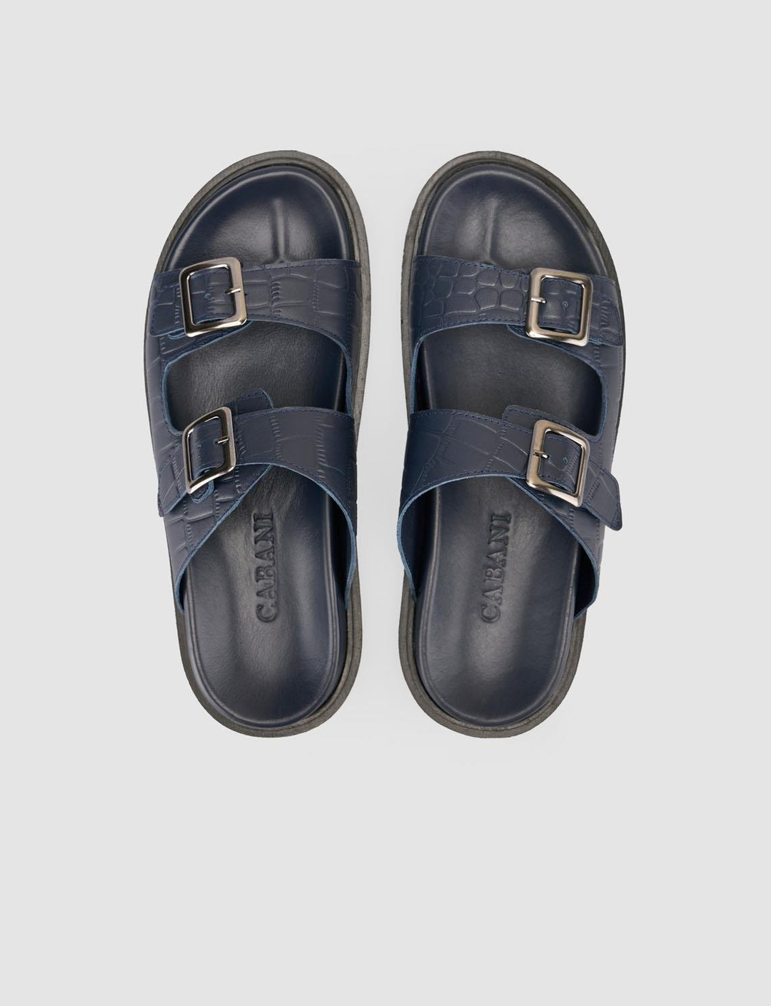 Croco Hakiki Deri Lacivert Erkek Terlik