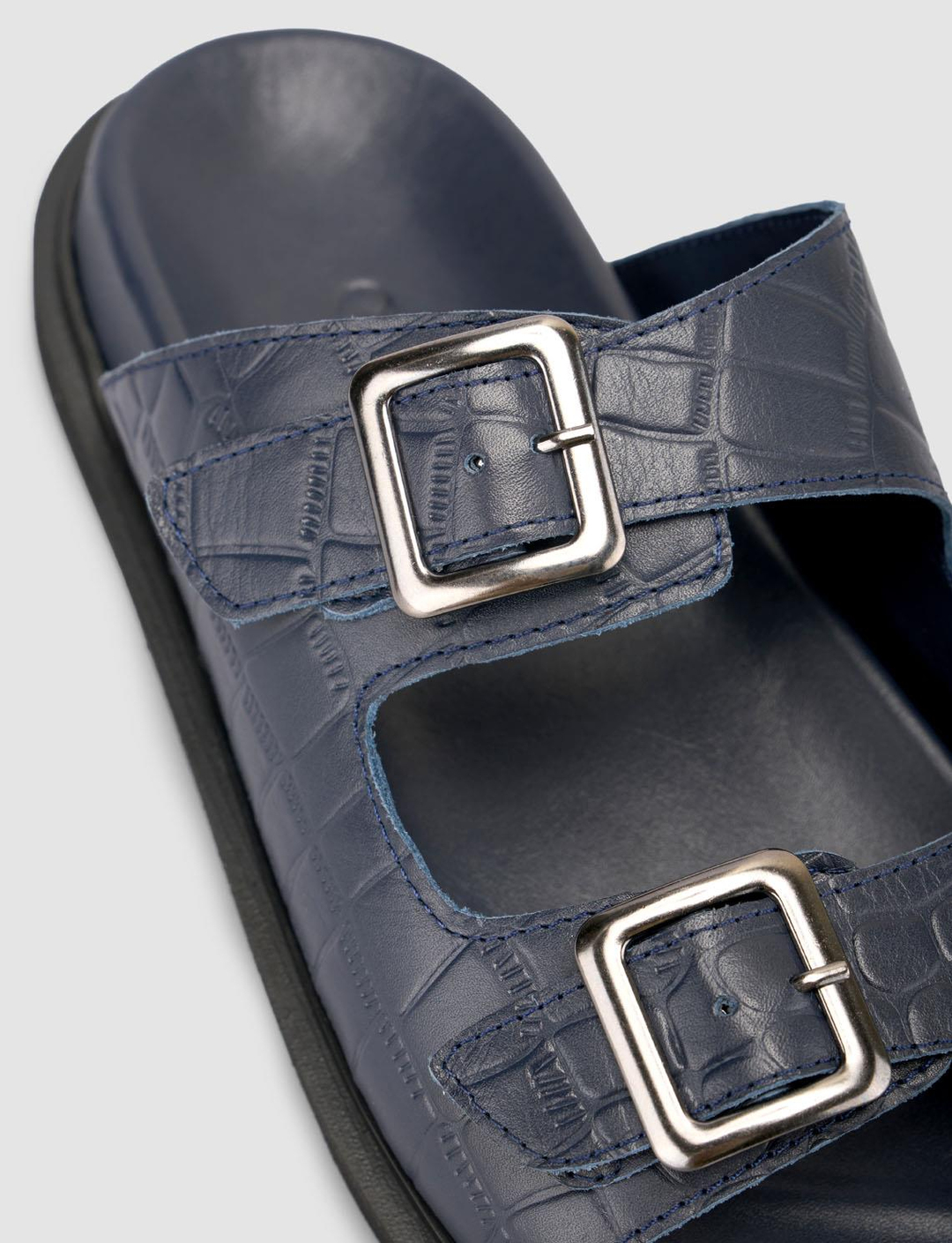 Croco Hakiki Deri Lacivert Erkek Terlik