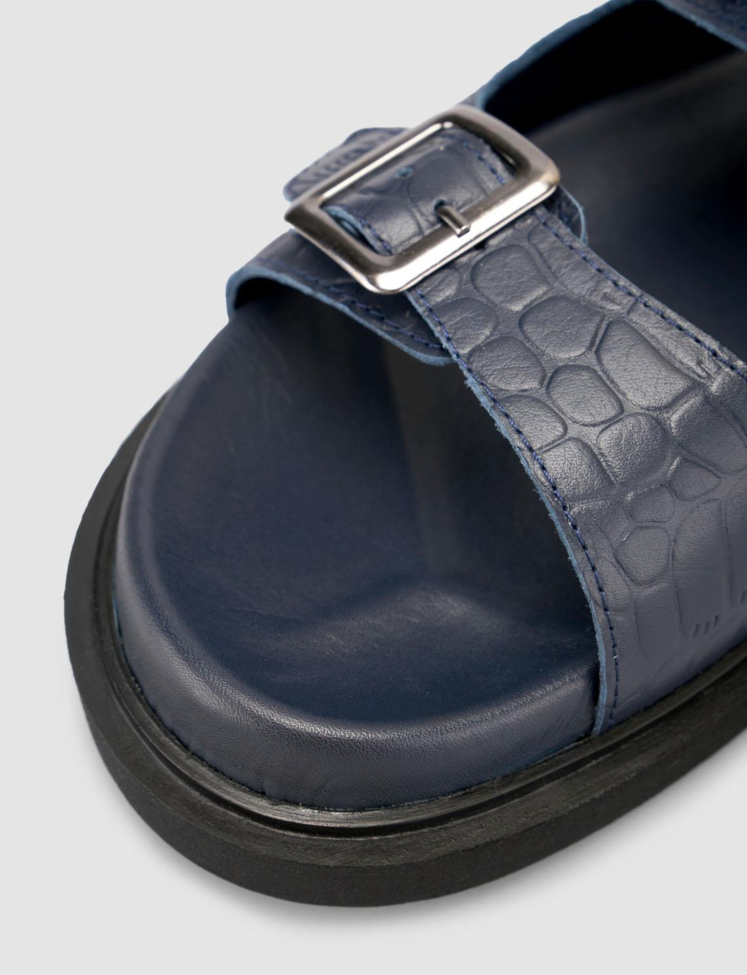 Croco Hakiki Deri Lacivert Erkek Terlik