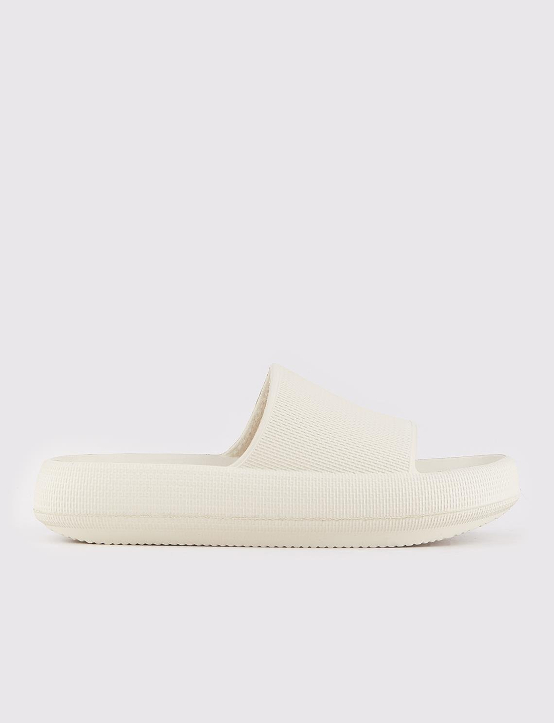 Deri Astarlı Bej Kadın Düz Terlik