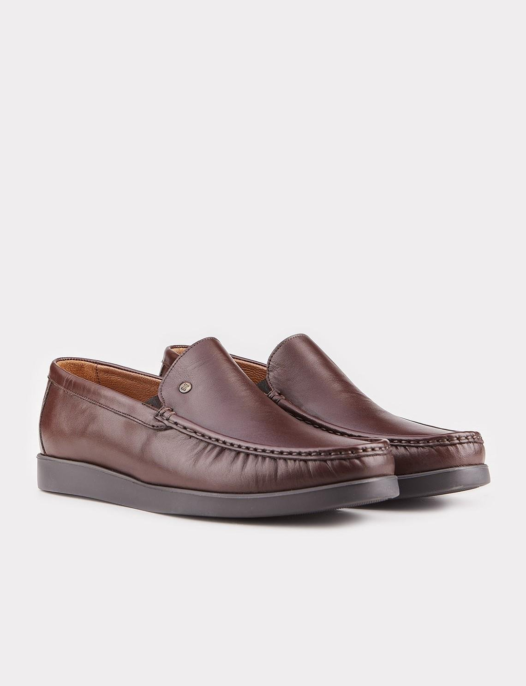 Dikiş Detaylı Hakiki Deri Kahverengi Günlük Ayakkabı