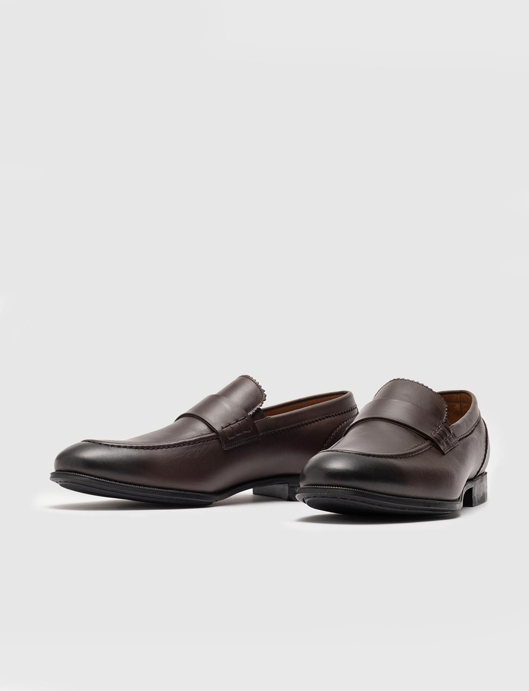 Men Brown Genuine Leather Penny Loafers