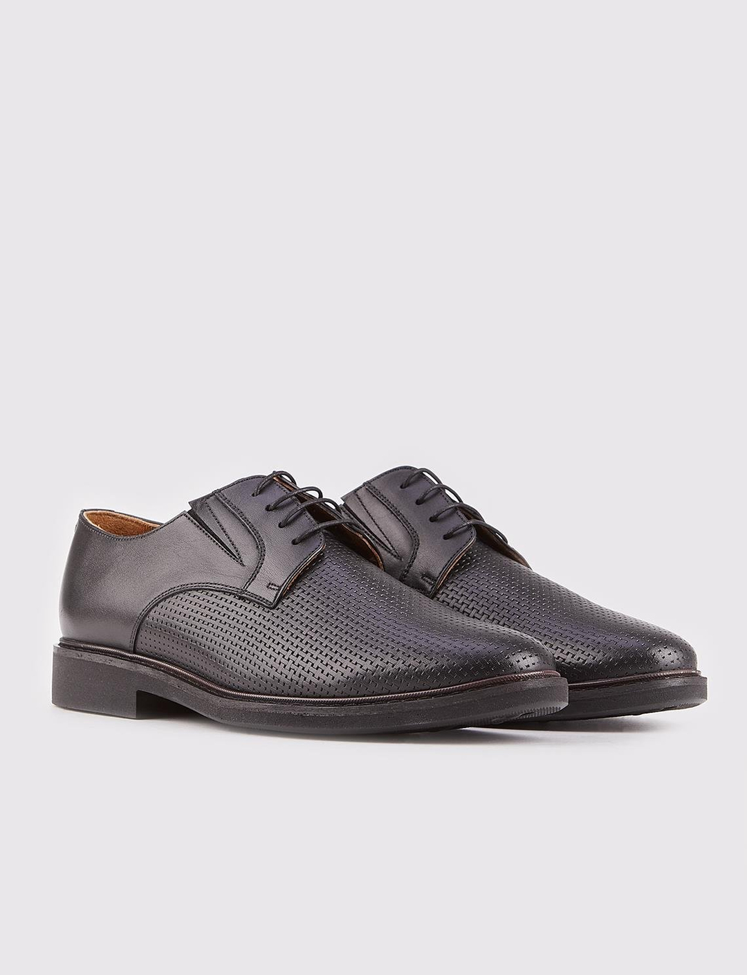 Men Black Genuine Leather Oxford Shoes
