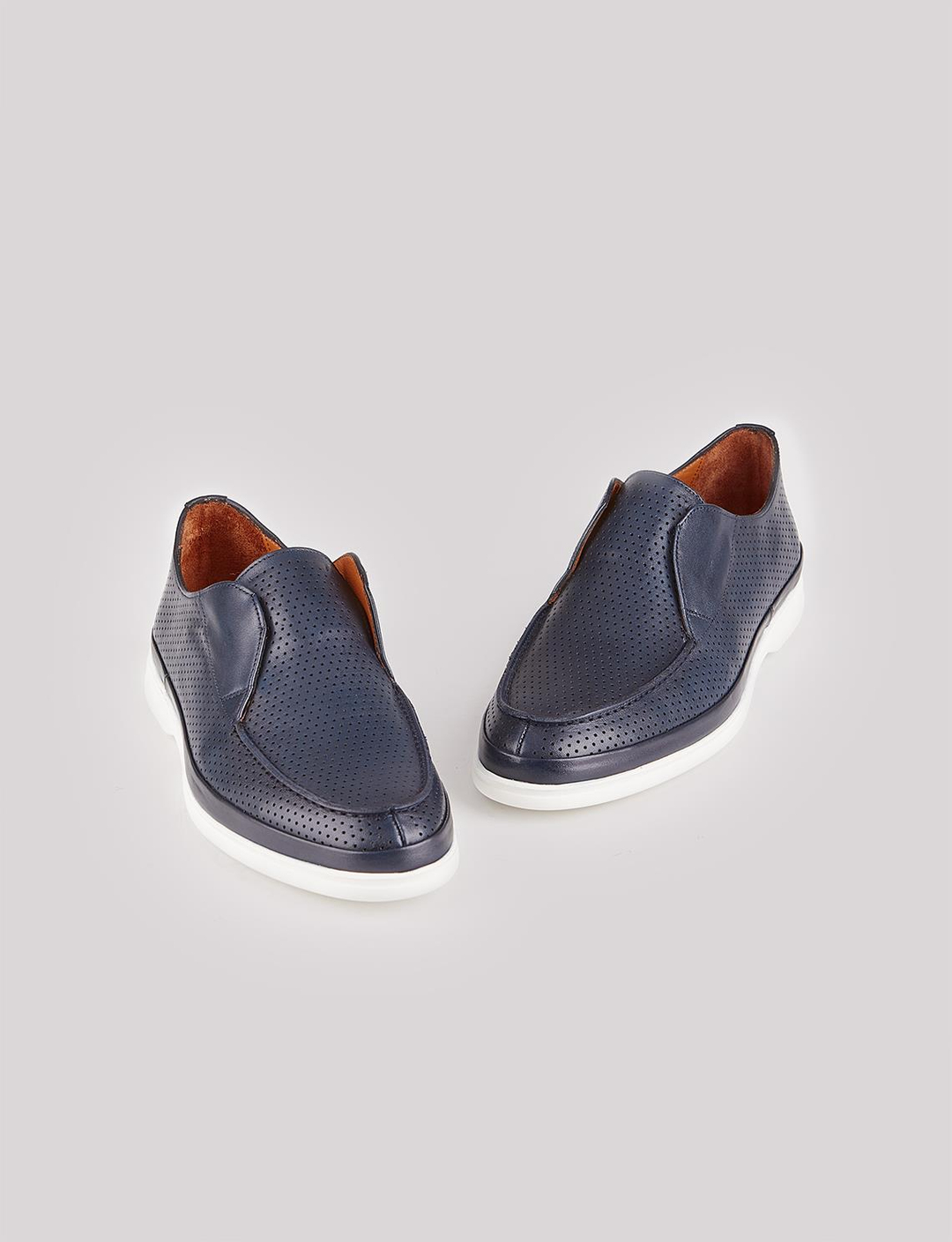 Erkek Hakiki Deri Eva Tabanlı Lacivert Günlük Ayakkabı