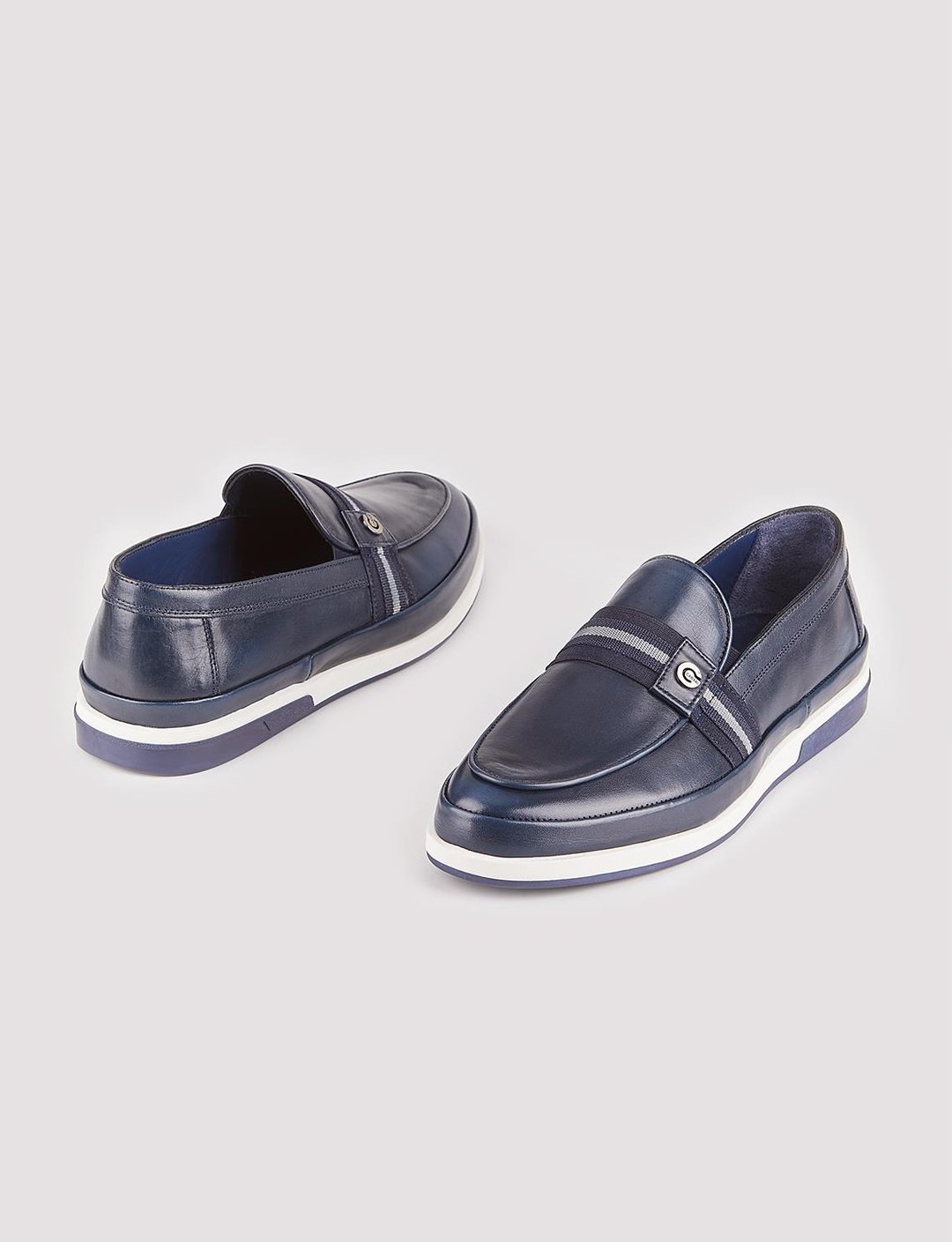 Erkek Hakiki Deri Hazır Tabanlı Günlük Lacivert Ayakkabı