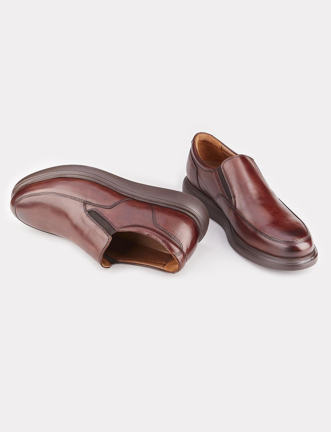Men Brown Genuine Leather Slip On Casual Shoes