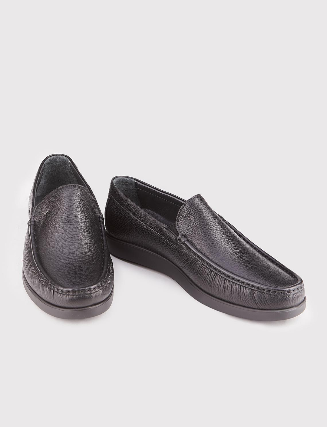 Erkek Hakiki Deri Light Kauçuk Taban Siyah Günlük Ayakkabı