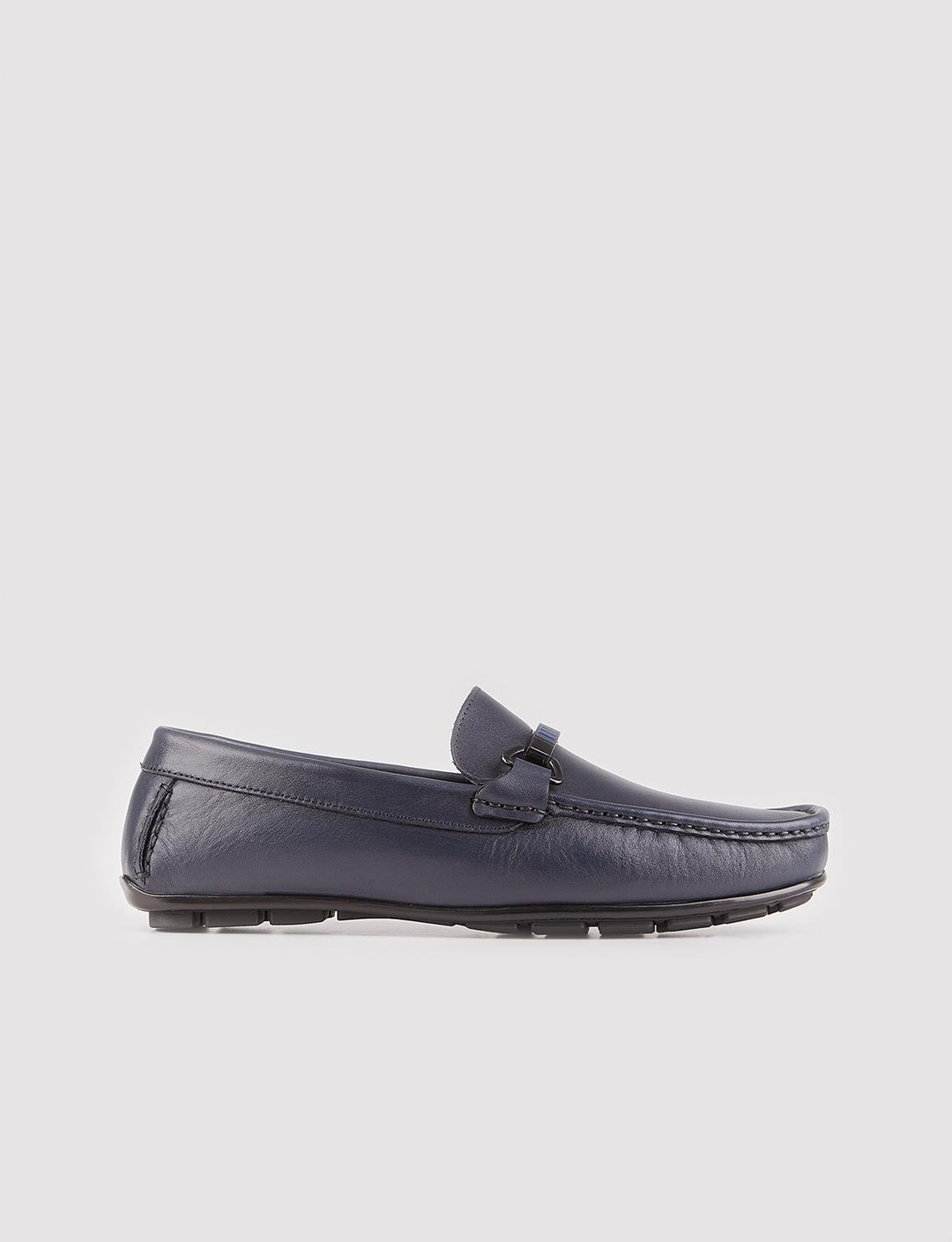 Men Navy Blue Genuine Leather Loafers