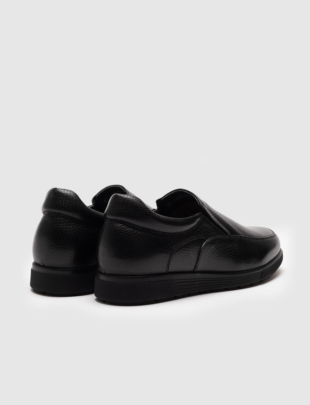 Men Black Genuine Leather Slip On Casual Shoes