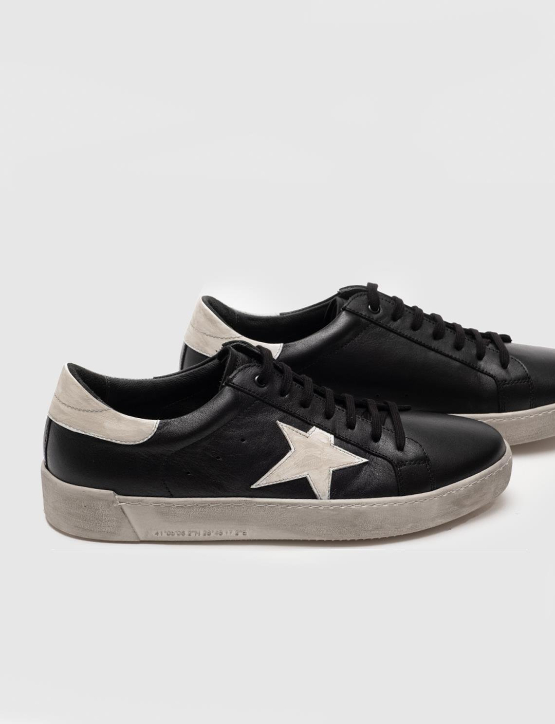 Men Black Genuine Leather Lace Up Sneakers