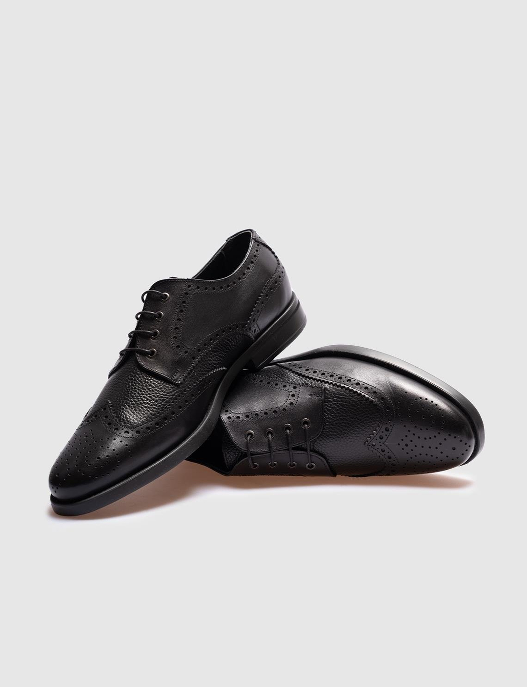 Erkek Hakiki Deri Siyah Bağcıklı Günlük Ayakkabı