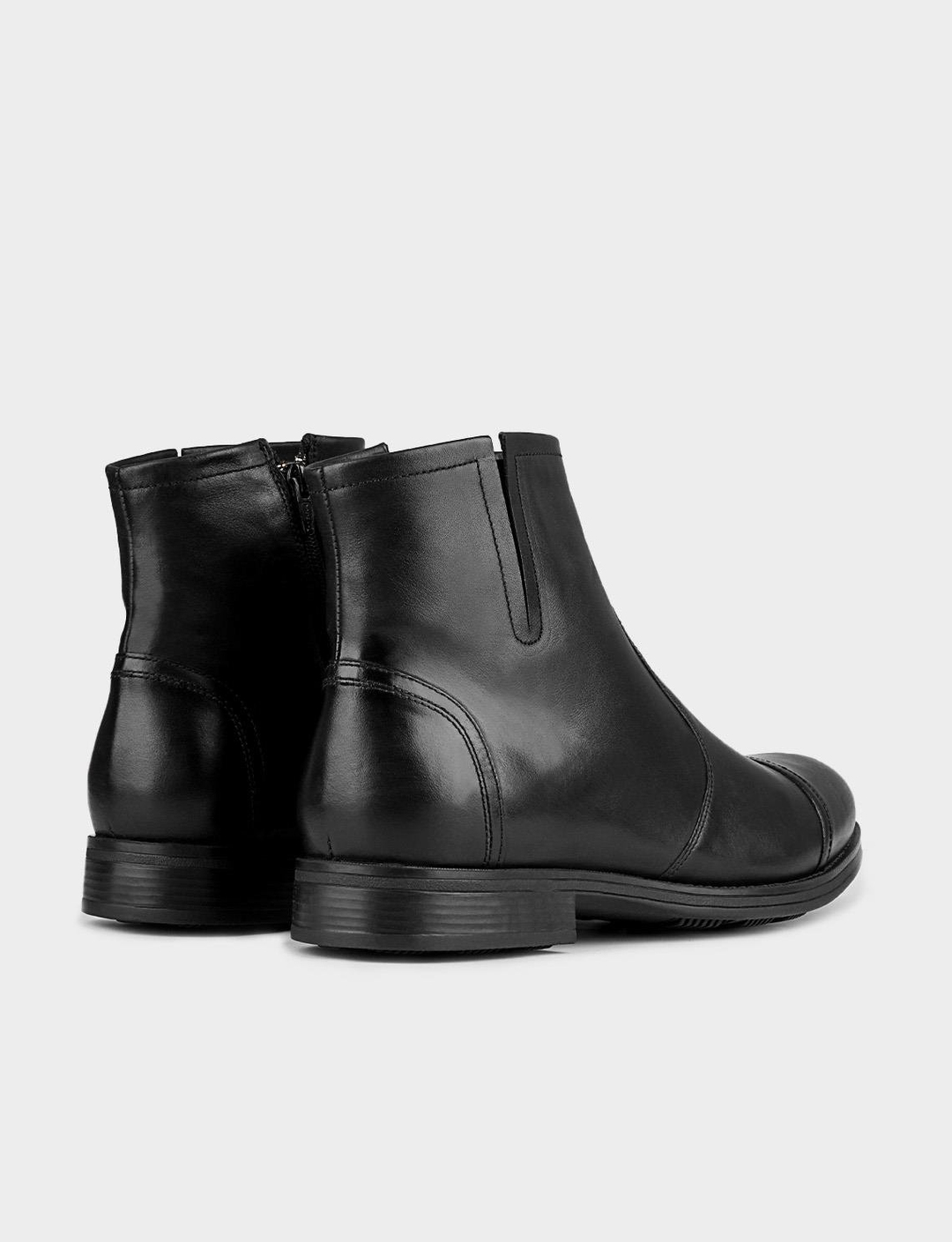 Men Black Genuine Leather Zipper Clousure Boots