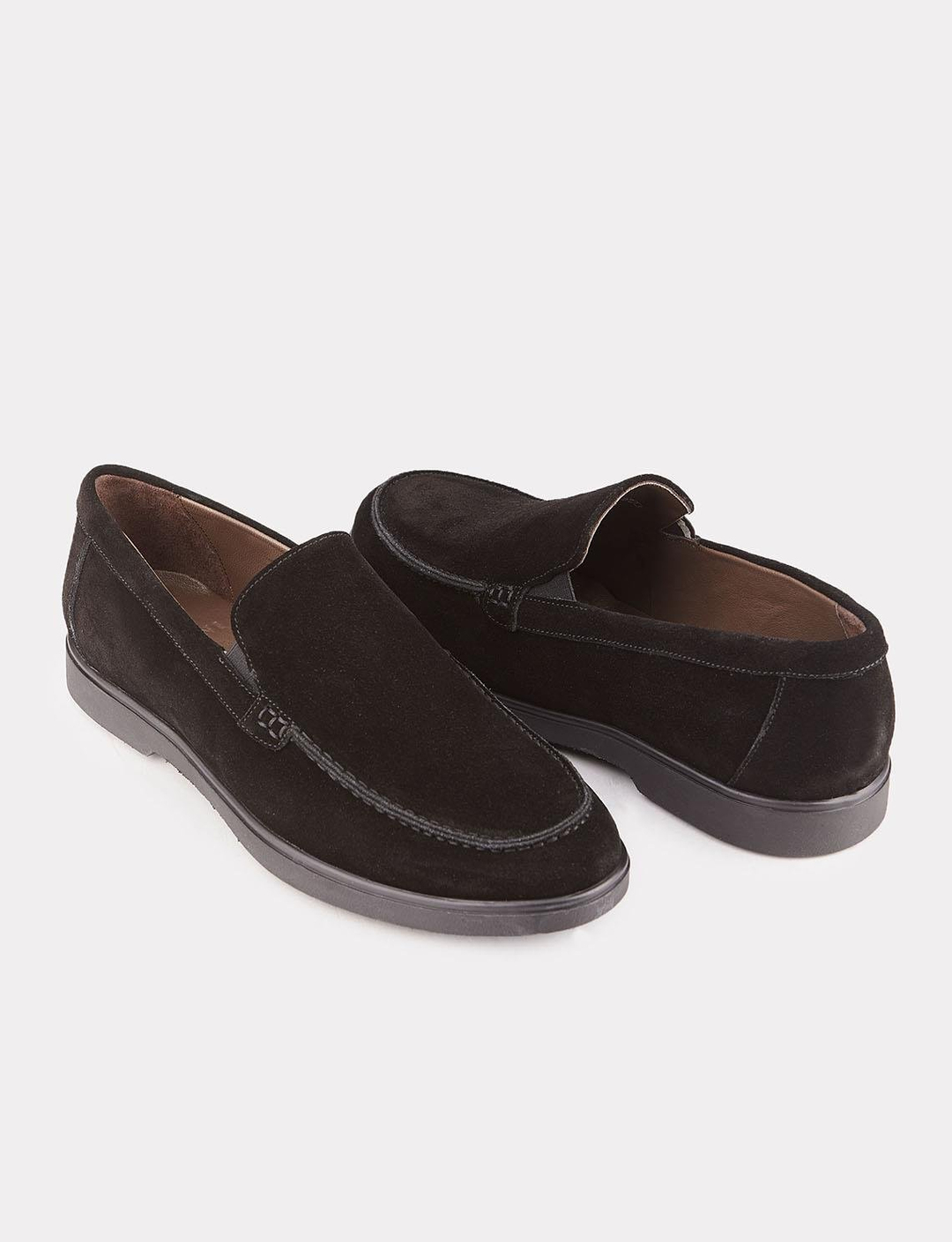 Erkek Süet Hakiki Deri Light Kauçuk Taban Siyah Günlük Ayakkabı