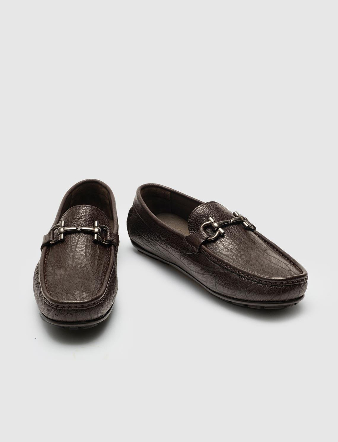 Erkek Toka Aksesuarlı Hakiki Deri Kahverengi Loafer