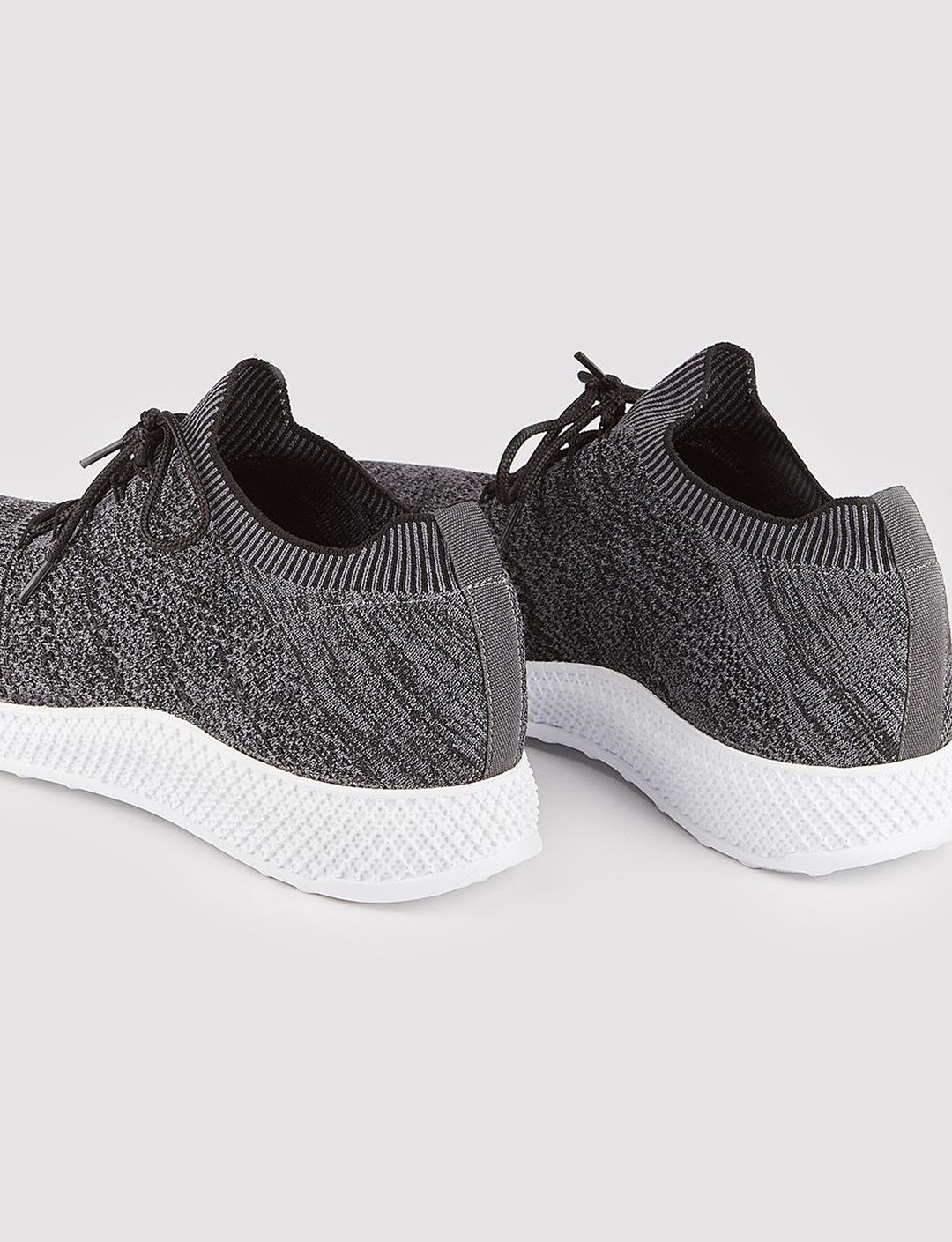 Men Grey Knit Lace Up Sneakers