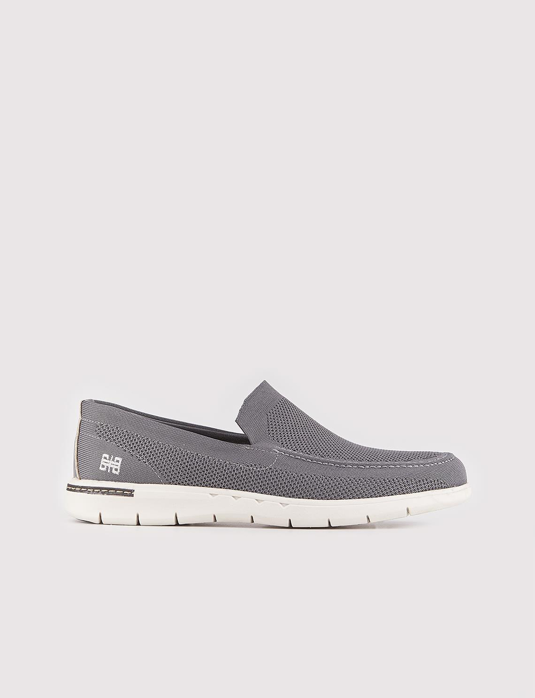 Men Grey Slip On Casual Knit Shoes
