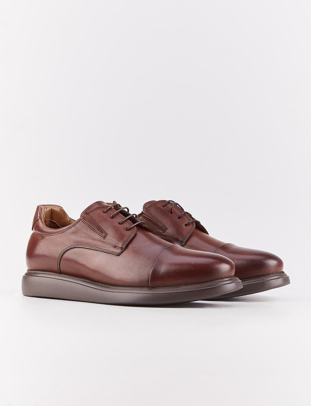 Eva Tabanlı Erkek Hakiki Deri Kahverengi Bağcıklı Günlük Ayakkabı