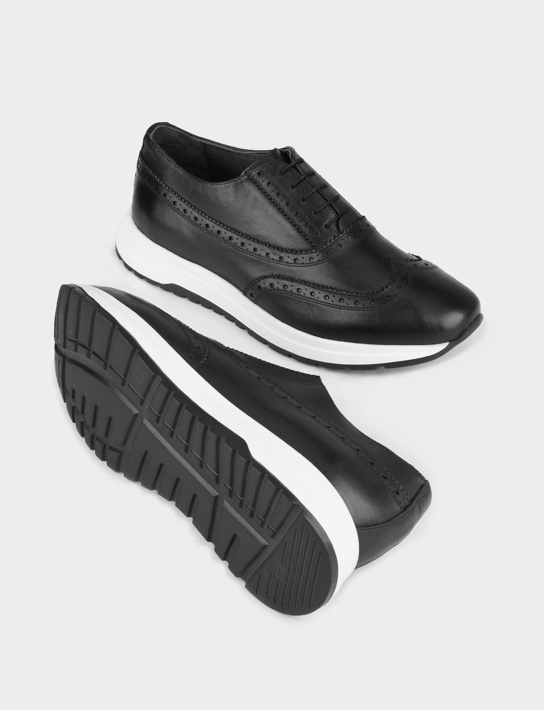 Eva Tabanlı Hakiki Deri Siyah Bağcıklı Erkek Günlük Ayakkabı