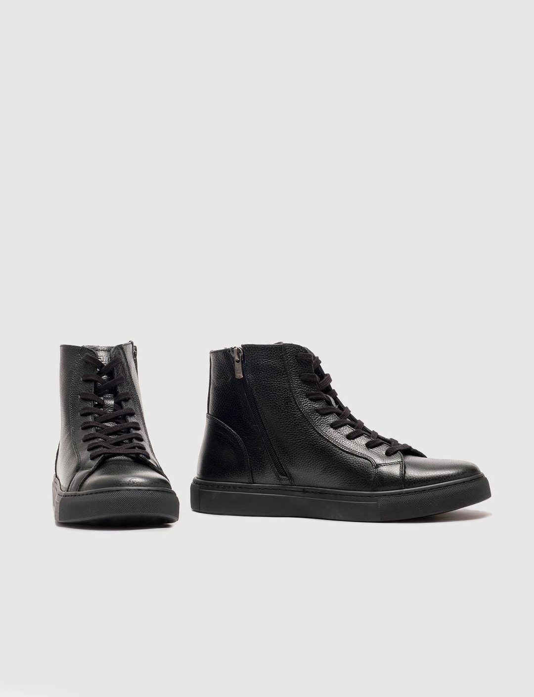 Fermuarlı Hakiki Deri Siyah Bağcıklı Erkek Günlük Bot