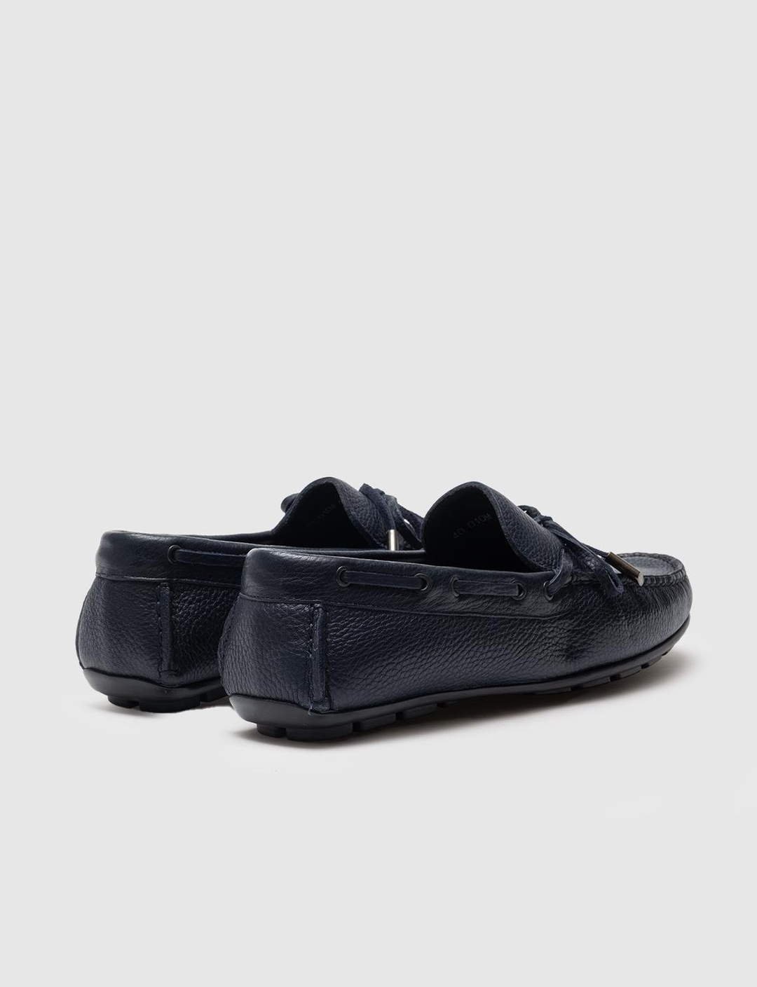 Fiyonk Detaylı Hakiki Deri Lacivert Erkek Loafer Ayakkabı