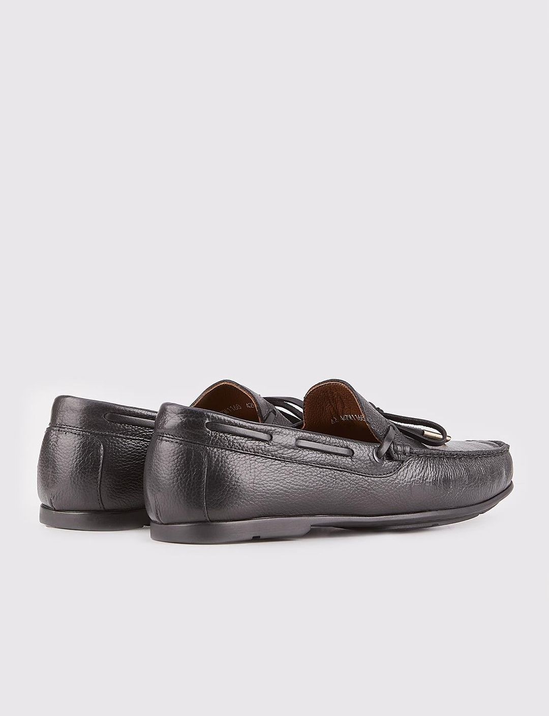 Men Black Genuine Leather Loafers