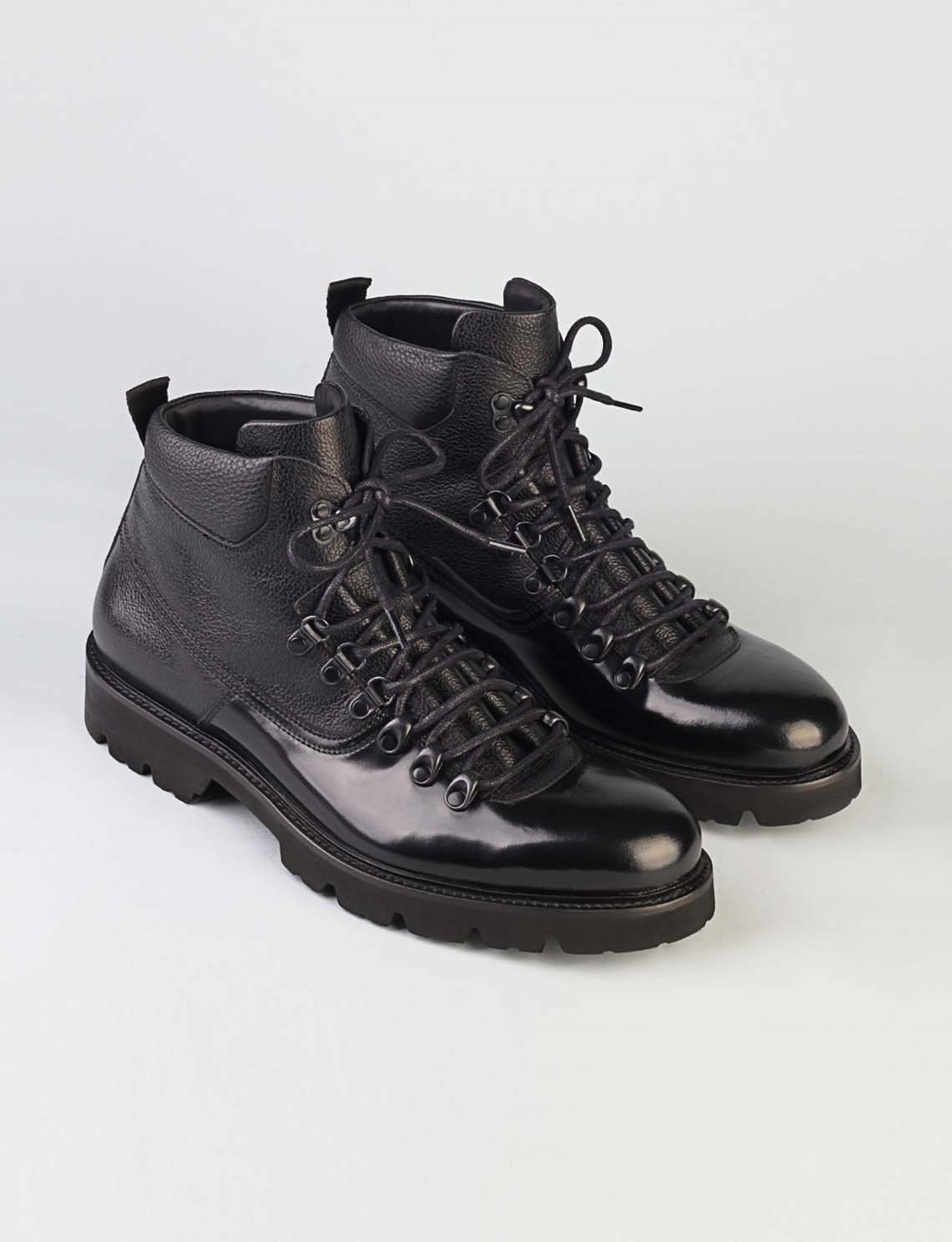 Genuine Leather Black Lace Up Men Daily Boots