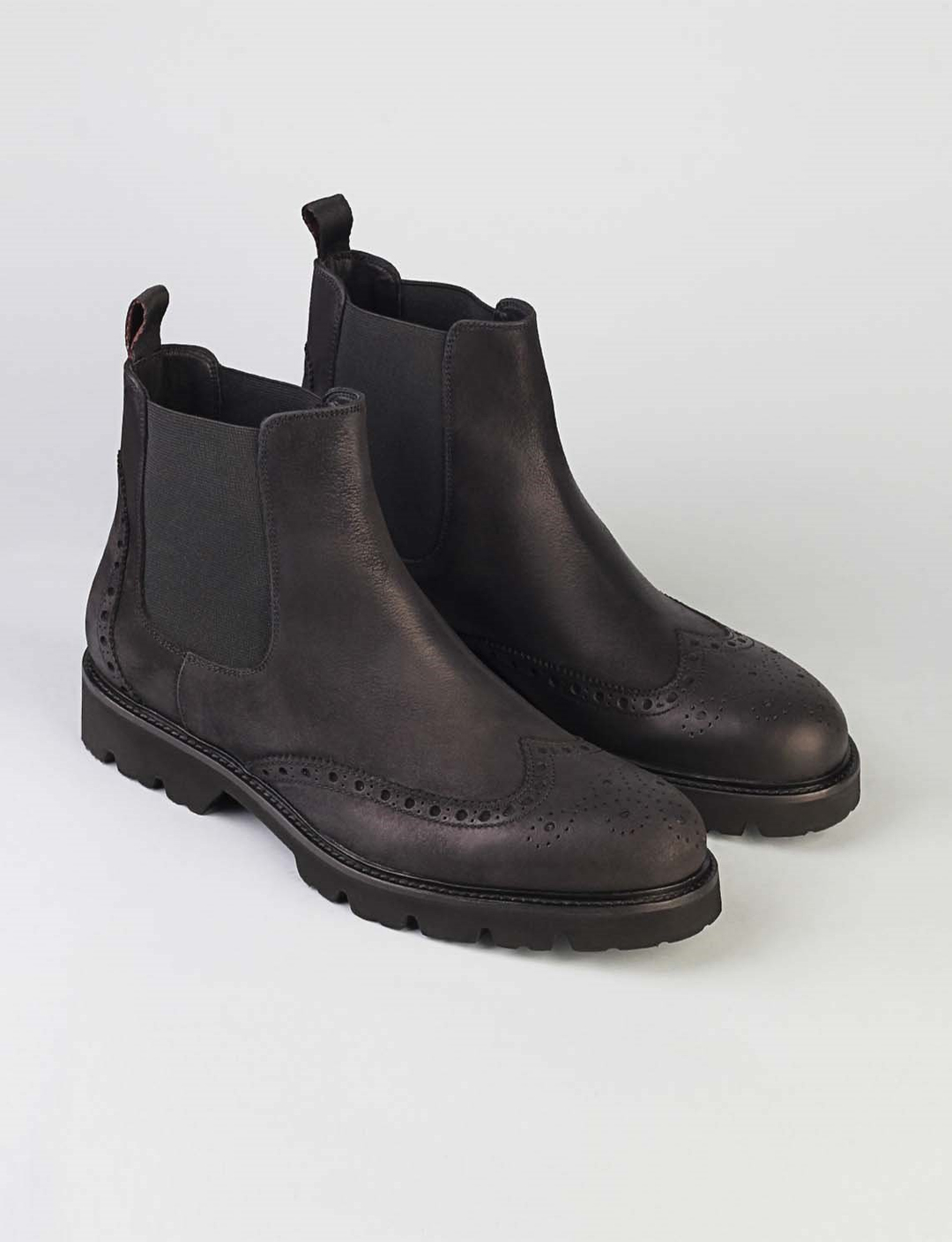 Genuine Leather Black Nubuck Men Daily Boots