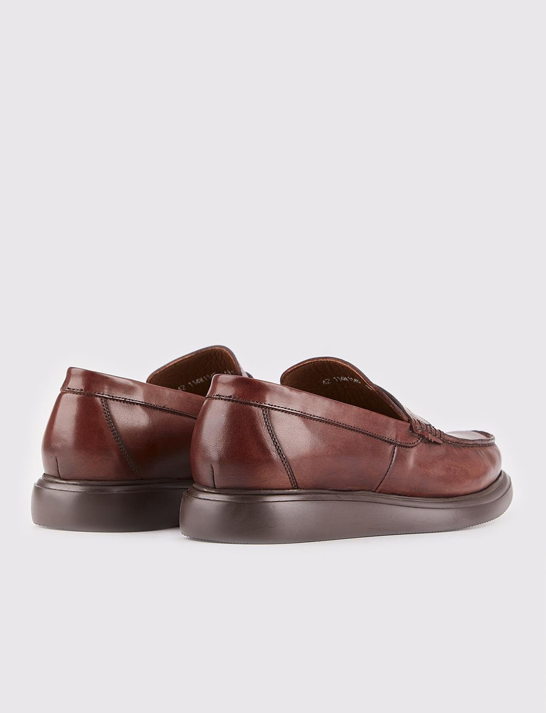 Men Brown Genuine Leather Penny Loafers