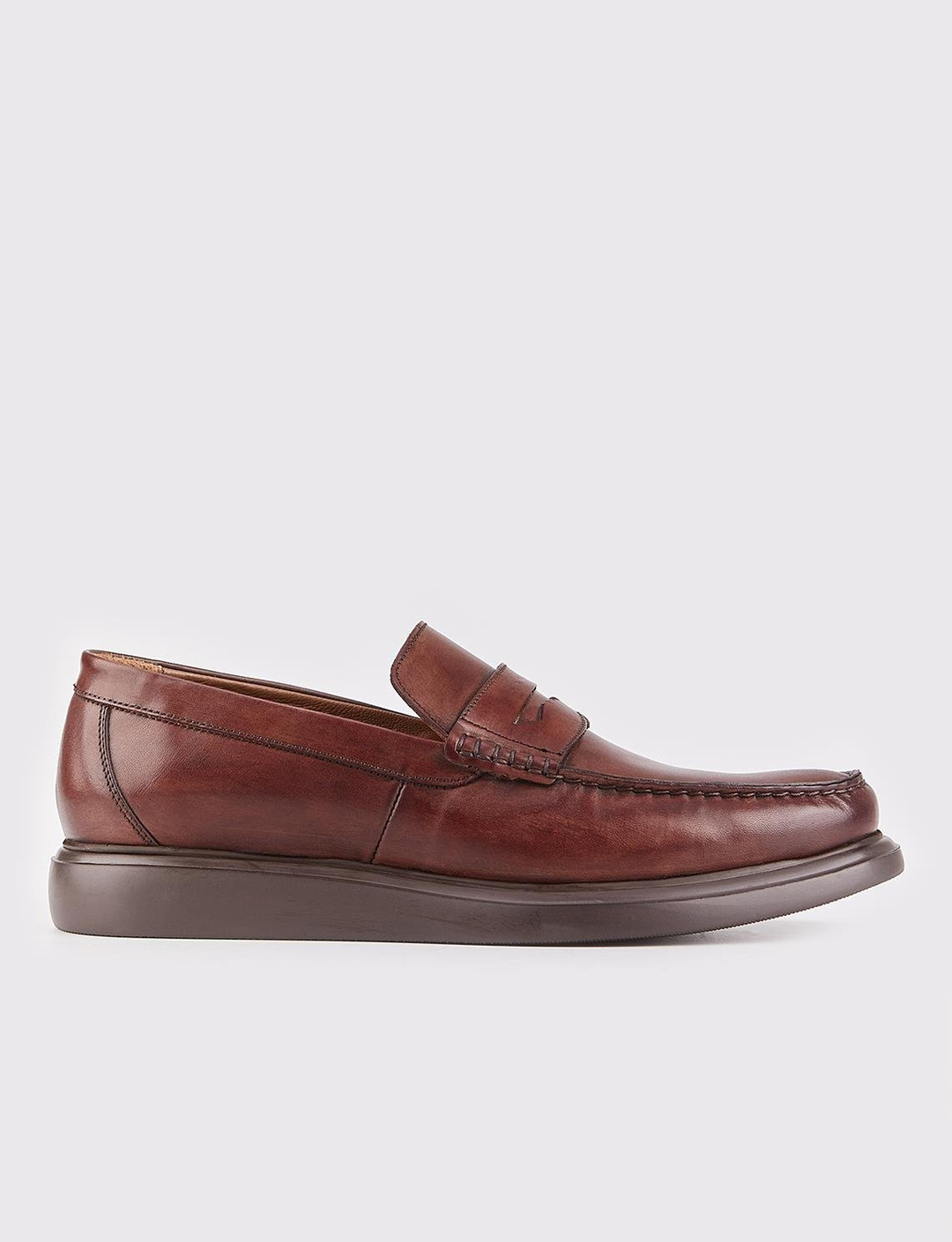 Men Brown Genuine Leather Penny Loafers