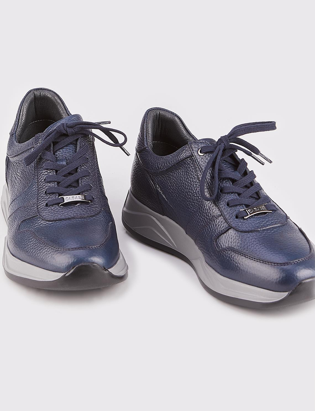 Gerçek Deri Lacivert Bağcıklı Özel Tasarımlı Erkek Spor Ayakkabı