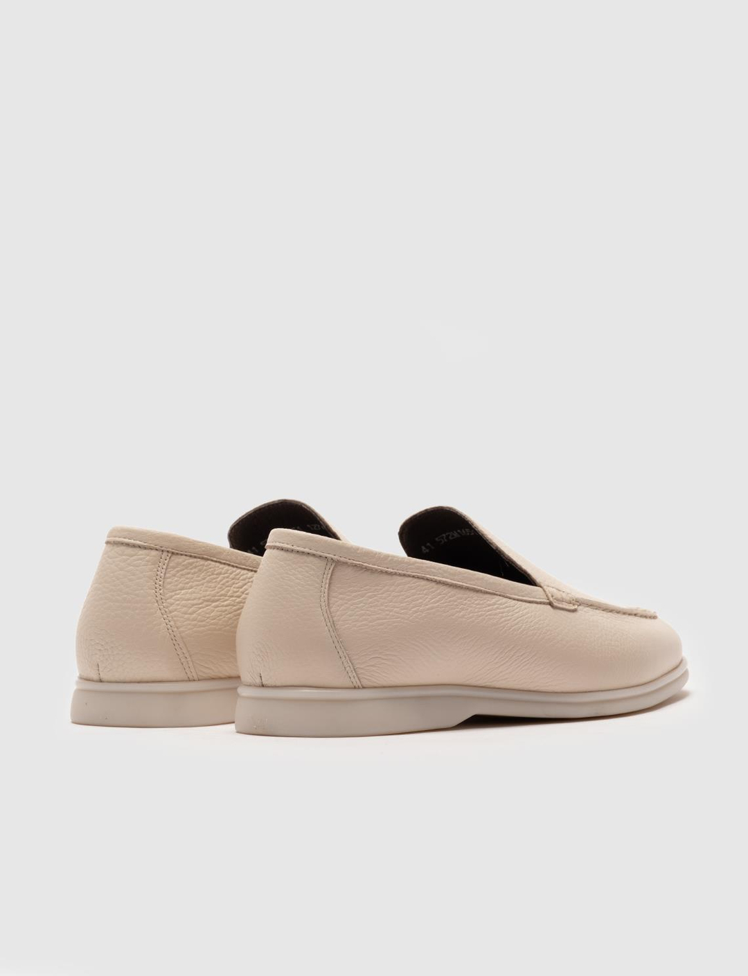 Men Beige Genuine Leather Apron Toe Slip Ons