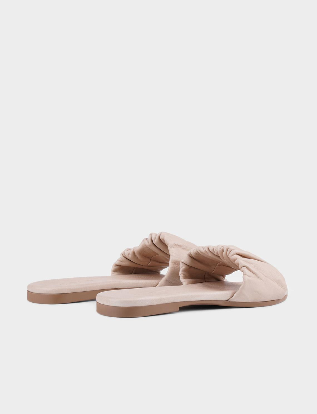 Women Beige Genuine Leather Slippers